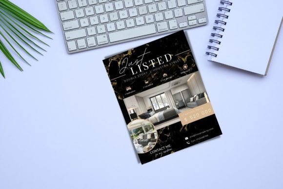 Download Just Listed Flyer, Real Estate Black Marble Effect Template&nbsp; - Flyer Collection