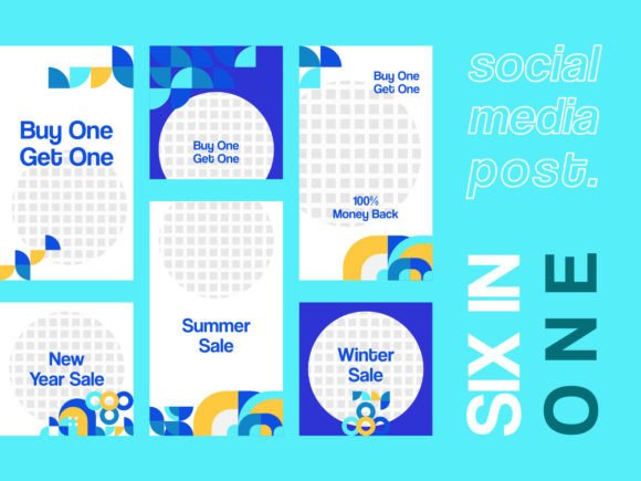 Download 6 Media Social Templates Blue Themes V1 - Social templates Collection