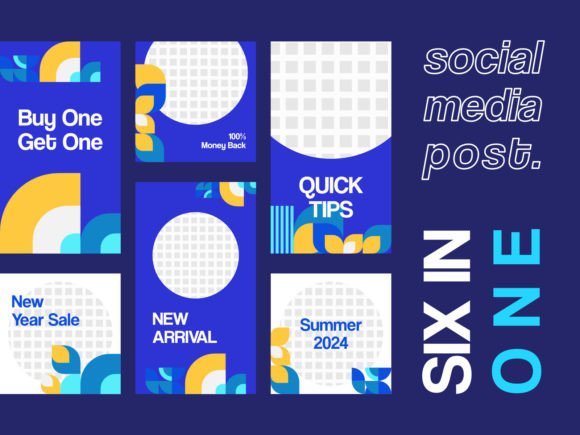 Download 6 Media Social Templates Blue Themes V2 - Social templates Collection