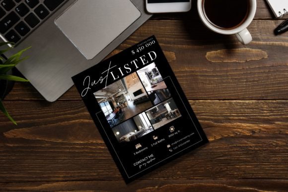 Download Just Listed Flyer, Real Estate&nbsp;Black&nbsp;Template - Flyer Collection