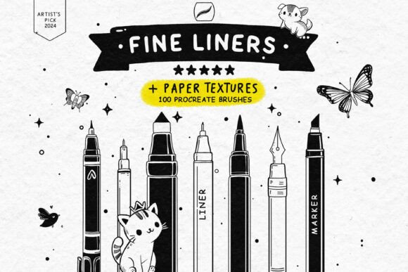 Download 100 Fine Line Brushes for Procreate - Fine Collection