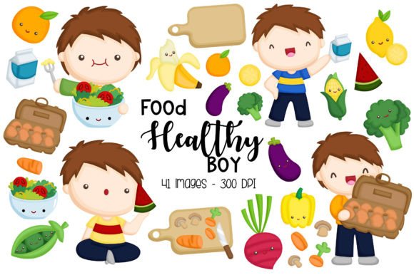Download Kids Boy Eating Healthy Food Clipart - Healthy food Collection